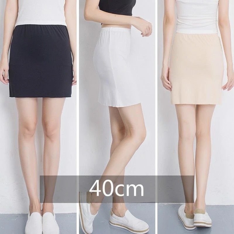 Summer Women Half Slips 40-70cm Loose Modal Underskirt White Black Nude Petticoat Short Midi Safety Skirt Soft 200-A811 Summer Women Half Slips 40-70cm Loose Modal Underskirt White Black Nude Petticoat Short Midi Safety Skirt Soft 200-A811