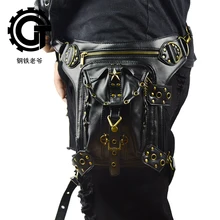 Steampunk Multi-function Men Shoulder Crossbody Bags Male Leather Bag Casual Messenger Bag Gothic Black Travel Waist Pack Steampunk Multi-function Men Shoulder Crossbody Bags Male Leather Bag Casual Messenger Bag Gothic Black Travel Waist Pack
