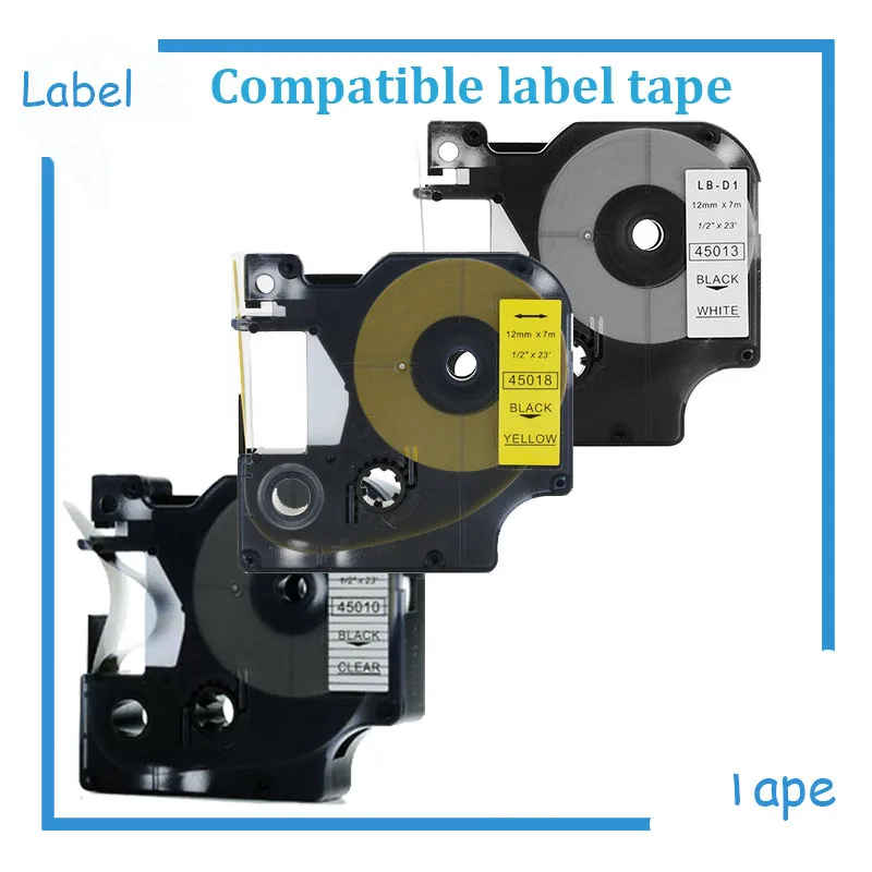 

3pk Mixed colors Compatible DYMO D1 Label Tape 12mm 45010 45013 45018