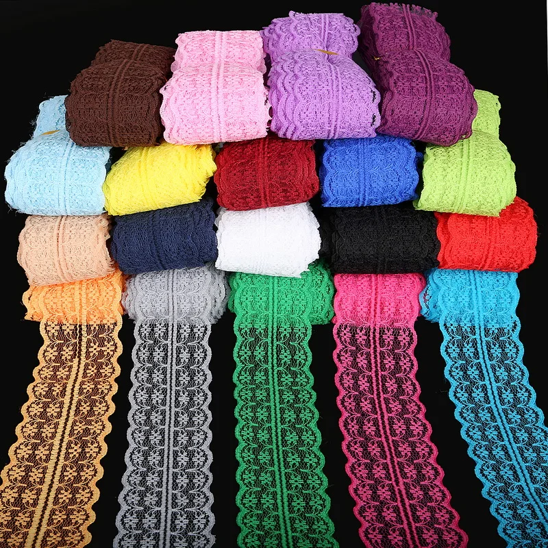 

Multi Colors 5Yards Lace Ribbon Tape 45MM Lace Trim Fabric DIY Embroidered Net White Lace Trim Cord For Sewing Decoration