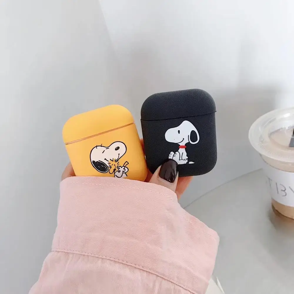 Cartoon Snopy Hard Shell earphone Headset Protective Wireless Bluetooth Accessories airpods Case covers For Airpods 1/2