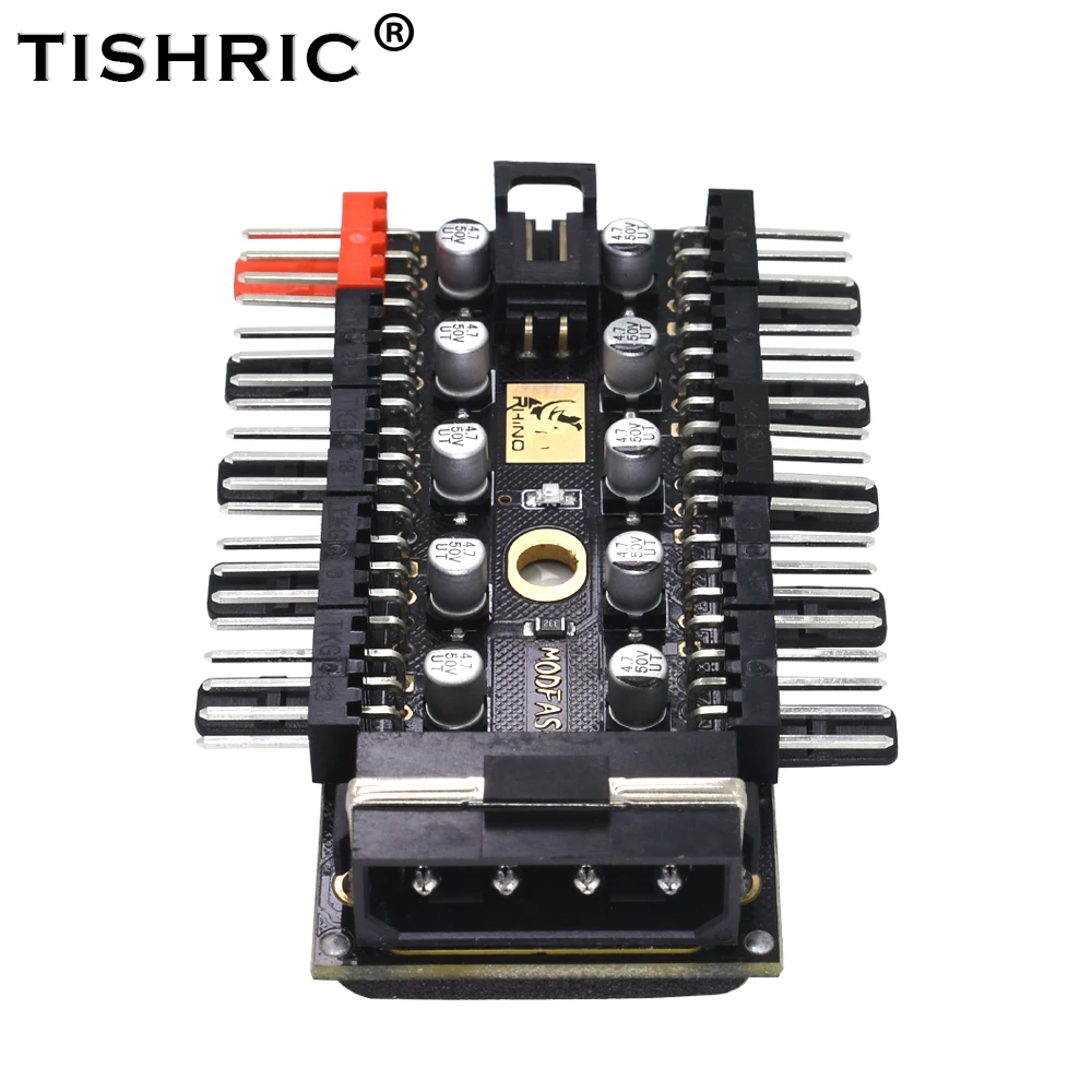 TISHRIC 2018 New PC 1 to 10 4Pin Molex Cooler Cooling Fan Hub Splitter Cable PWM 12V 4Pin Led Power Supply Adapter For Mining