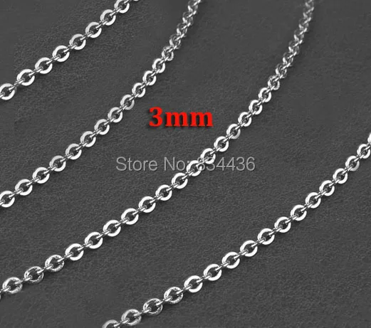 

Free Shipping 3mm cross chain stainless steel necklaces fashion Jewelry man women sweater welding chains jewelry wholesale 50pcs