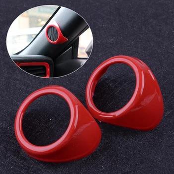 

beler Decoration Styling 2pcs Inner A Pillar Door Audio Stereo Speaker Cover Trims Sticker Frame Fit For Ford Mustang 2015-2018