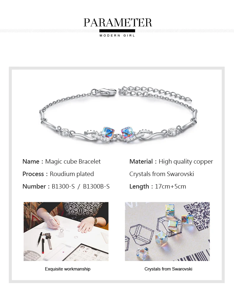 Luxury Austrian Crystal Bracelet Colorful Cube Bracelets  (4)