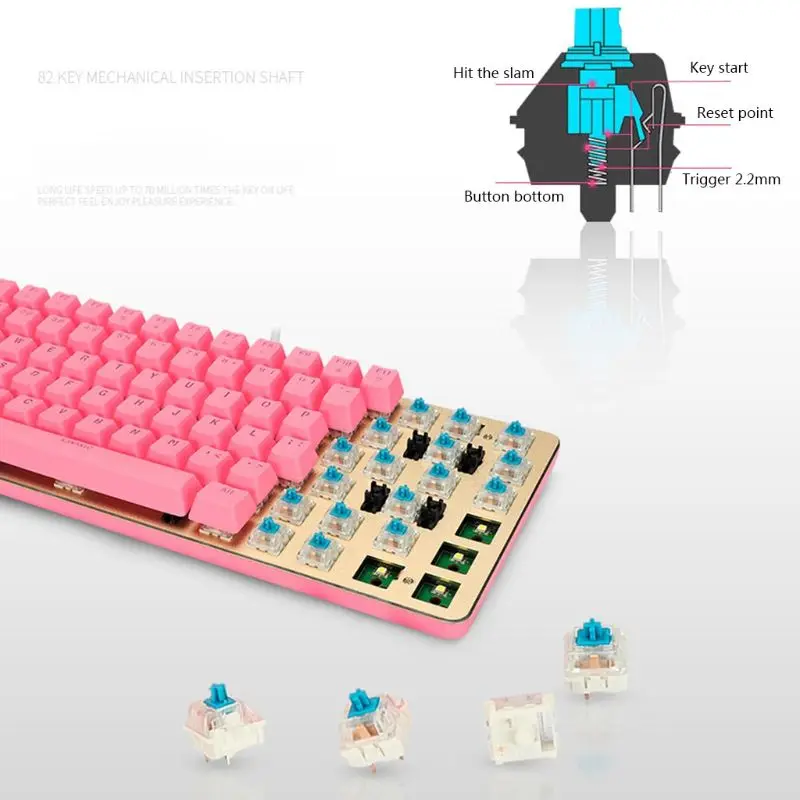 

White Backlight Mechanical Keyboard Blue Switch PBT 82 Keys Wired USB Keyboard