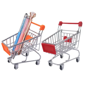 

1 pcs Creative pen case Metal mini shopping cart Student supplies office desktop decoration Child gift Pencil case