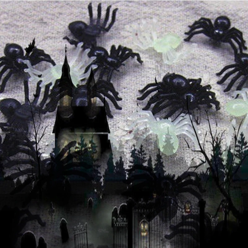 

20pcs luminous simulation small spider Halloween plastic toys spider DIY decorative accessories