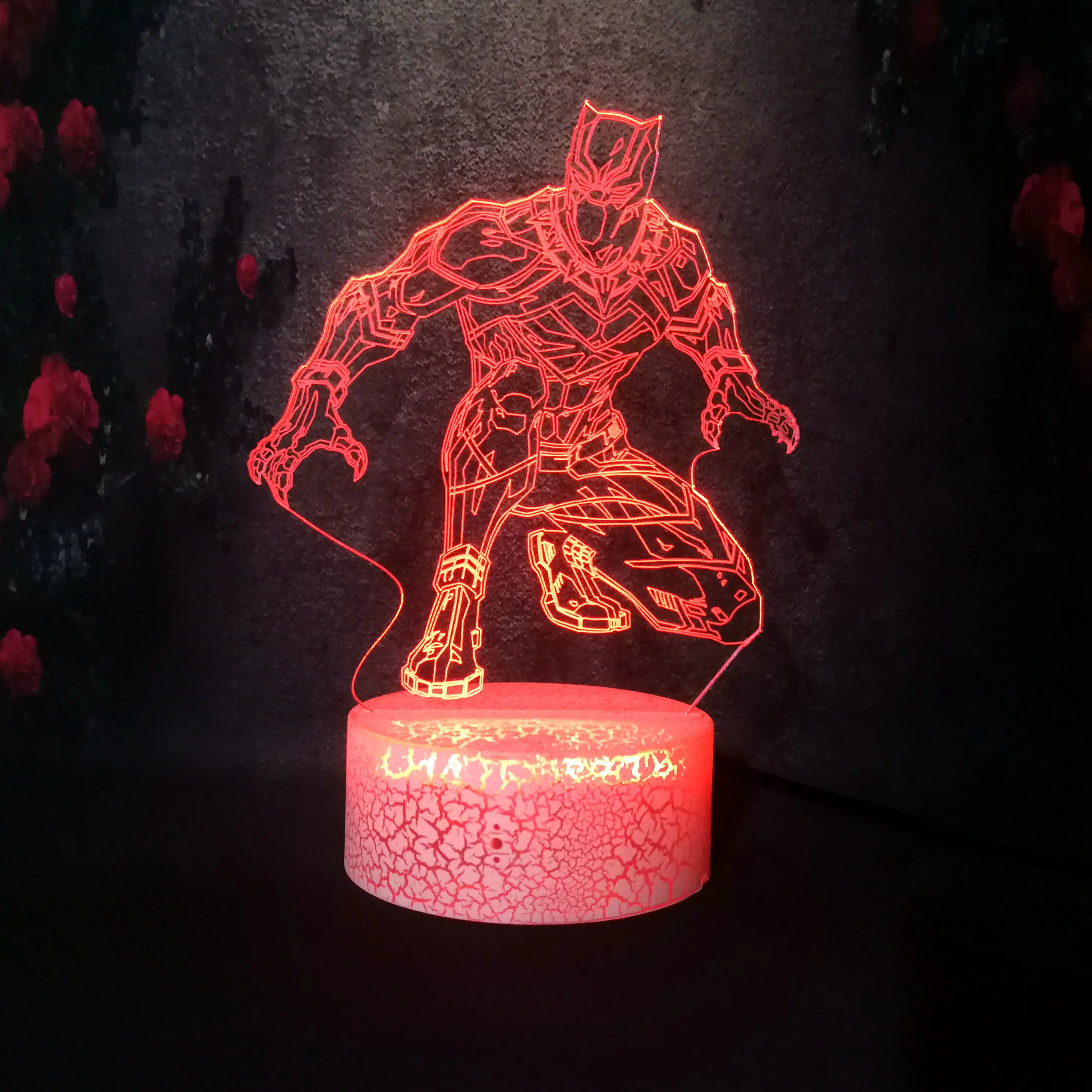 Marvel Stereoscopic Creative Superhero Black panther 3D colorful Night