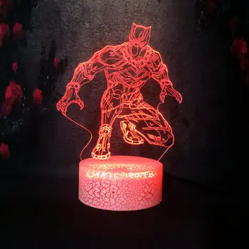 

Marvel Stereoscopic Creative Superhero Black panther 3D colorful Night Light plug-in bedside Table Lamp children birthday gift