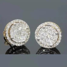 Hip hop masculino legal gelo para fora geometria redondo brinco de luxo micro pave cz brilhante bling brinco pendientes hombre z3m131