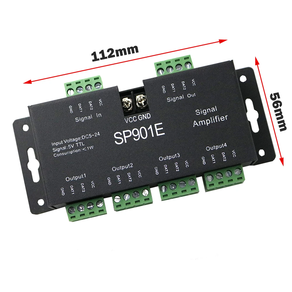 SP901E светодиодный Усилитель Сигнала контроллер SPI выход 5 в ttl DC5-24V сигнала вход для WS2811 SK6812 APA102 DMX512 модуль полосы