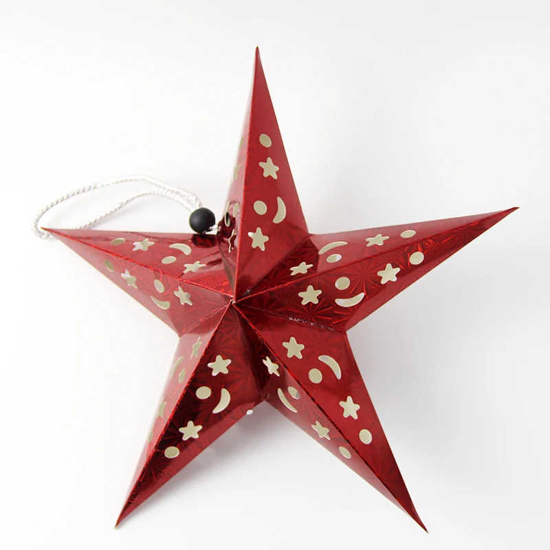 2 шт./лот, Рождественская лазерная бумага, звезда, 30 см, рождественское подвесное украшение, складное, ручная работа, 3D пентаграмма, Рождественская елка, украшение