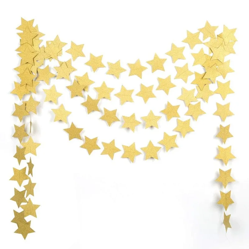 2 м яркая Золотая Серебряная Звезда декоративная бумага для вечеринок гирлянды Свадебный экран Декор день рождения принадлежности для девочек Декор для спальни
