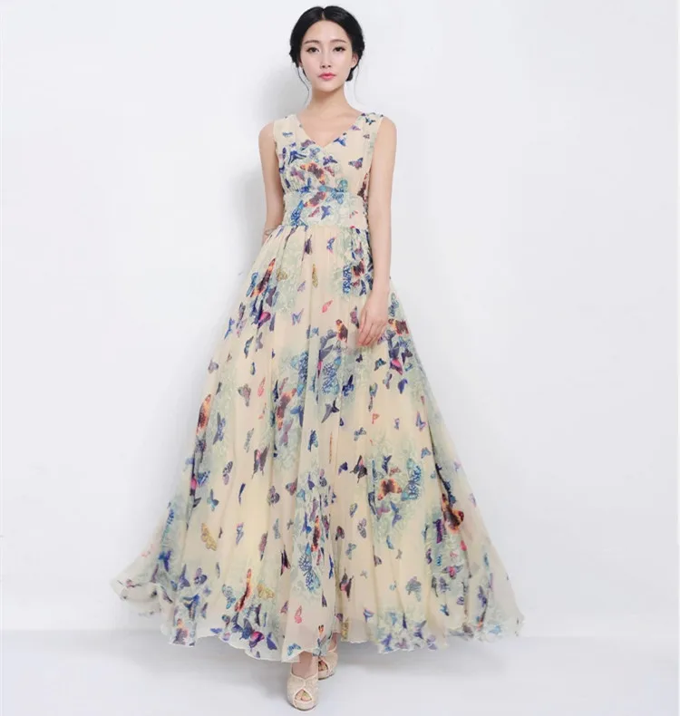 MSSNNG Sexy Women Summer Dress Maxi Long Chiffon Beach Dresses Loose Casual Butterfly Printed Dress Slim Brand Vestidos PlusSize XXXL (8)