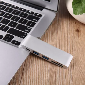 

5 in 1 Aluminum Multifunctional TYPE-C Card Reader & Hub 5 Ports USB Fast Charge up to 5 Gbps Transfer Speed