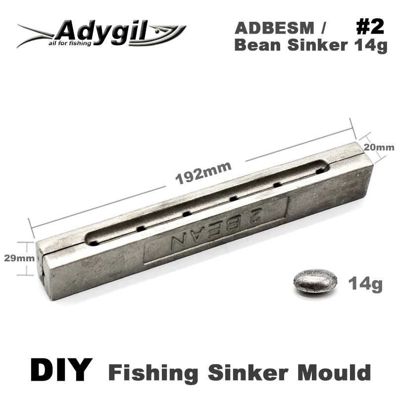 Adygil DIY рыболовные бобовые грузила прессформы ADBESM/#2 бобовые грузила 14 г 6 полостей