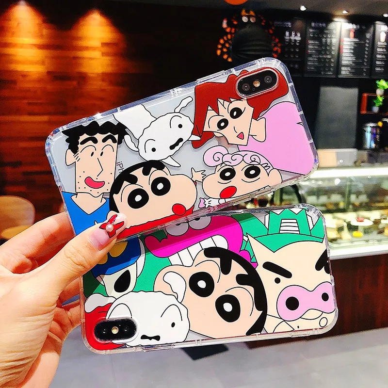 Fundas for iPhone X Xs Max Xr Case Crayon Shin-chan Shockproof Protect Cover Clear Soft TPU Coque 11 6 7 8 Plus Cases |