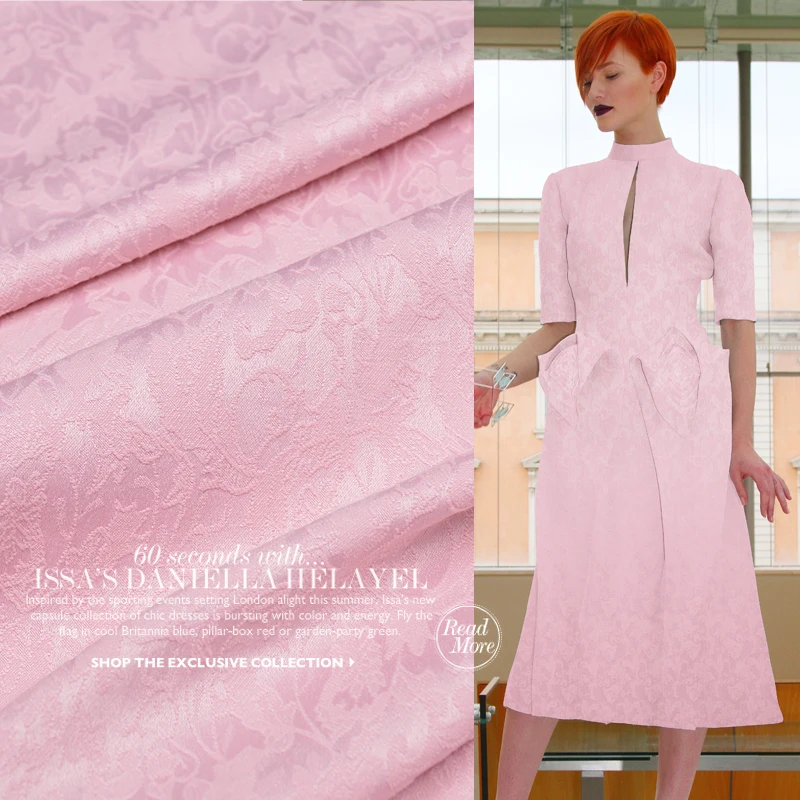 Elastic pink relief retro jacquard cotton cloth dress dress diy cotton fabric wholesale jacquard