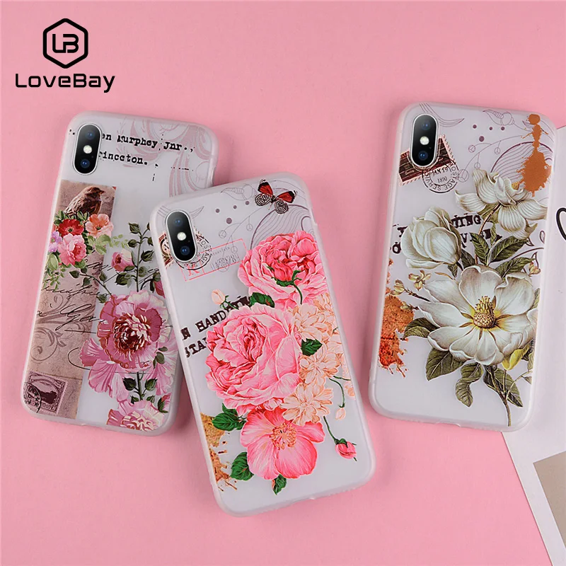 Lovebay Телефон чехол для iPhone 6 6s 7 8 Plus X XR XS Max 5 5S SE модный объемный красивые цветы