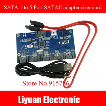 

Free shipping multi SATA 1 to 5 Port SATAII / SATA2 Multiplier adapter riser card support SATA3.0 expansion card