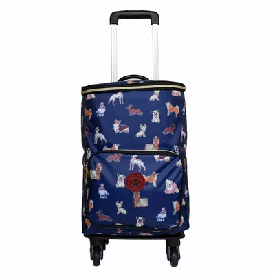Aluminum foil tin insulation trolley bag handbag refrigerated fresh shopping bag with wheels Woman/elder Folding Shopping Cart - Цвет: 4wheels