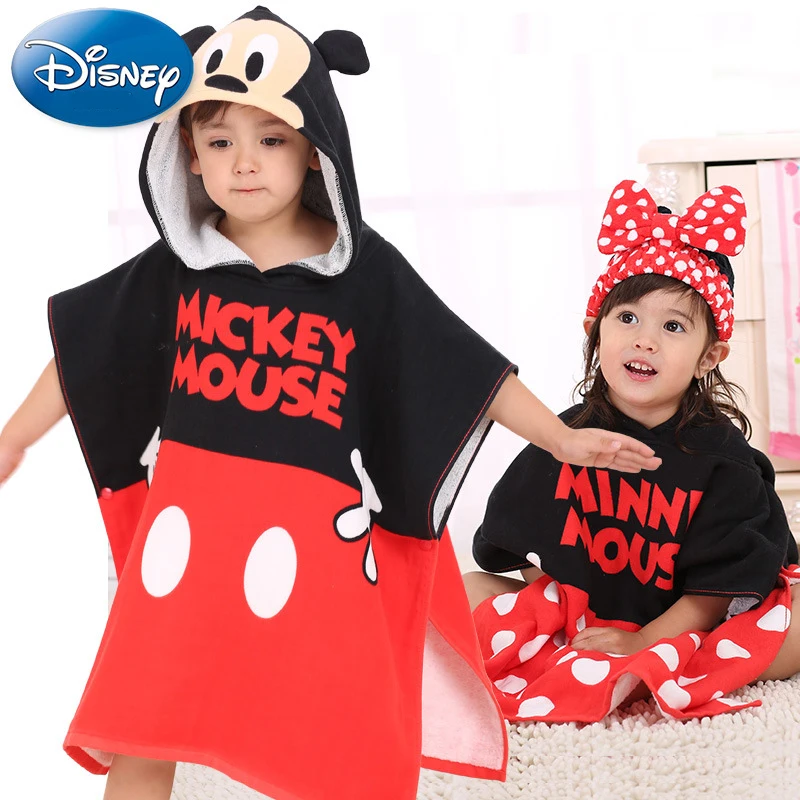 

Disney Frozen Elsa Fashion Children's Hooded Bath Towel Minnie Cotton Cape Baby Cotton Bath Towel Mickey Cartoon