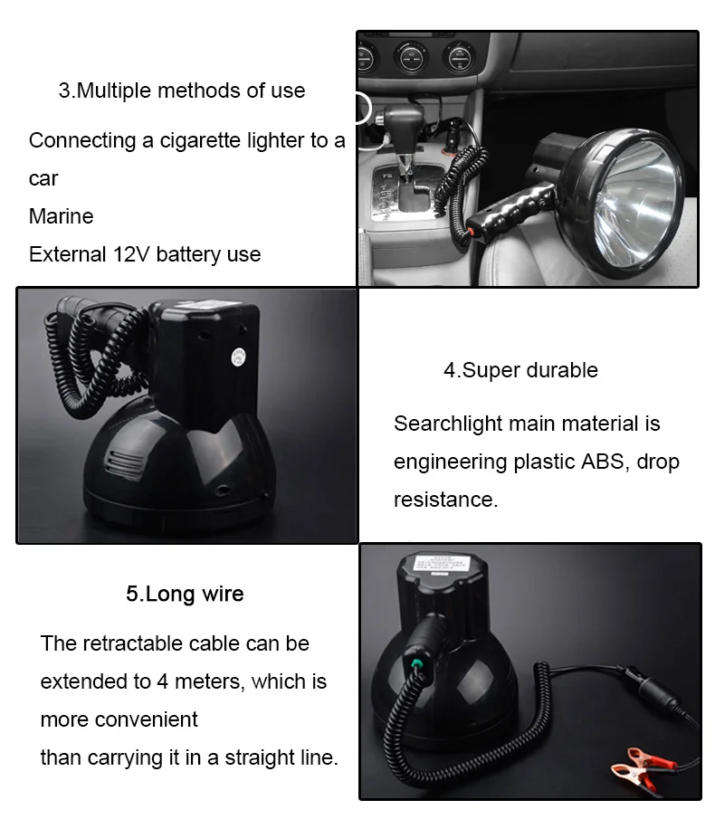 Protable Brilhante Holofotes Escondeu 220 w Xenon Luz Caça Pesquisa 12 v Holofote 35 w 55 w 65 w 75 w 100 w 160 w 7 Projetores portáteis