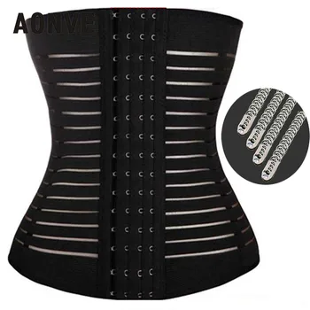 

AONVE Shaper Corsets And Bustiers Hollow Breathable Fajas 4 Rows Hooks Steel Bone Waist Cincher Slimming Sheath Women Underwear