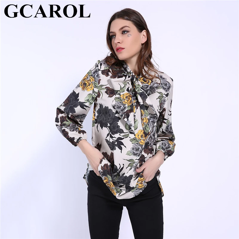 Brazalete Blusa 2019 Primavera Camisa Floral Multiple Mujeres Ol De Gcarol Asimétrica Moda Bowknot Larga Elástico Elegante Grande Tops zqBwWY