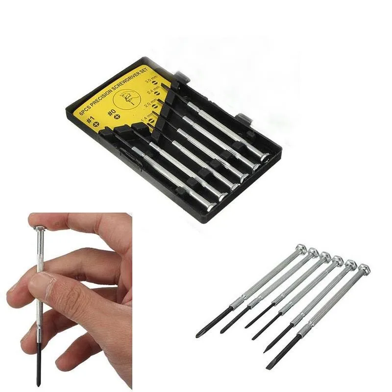 6Pcs Precision Jewelers Watch Screwdrivers Set Kit Phillips and Flat