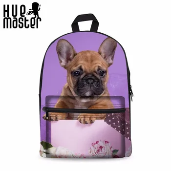 

HUE MASTER Canvas Laptop Backpacks Daily School Bags For College Students Pet Dog Prints Rucksack Female Mochila Rodinha Rugzak