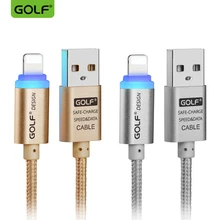 GOLF Auto Power-Off Fast Charging Cable for iPhone 5 5s 6 6s 7 8 Plus X XR XS USB Data Sync Charge Cables Smart Led Charger Wire