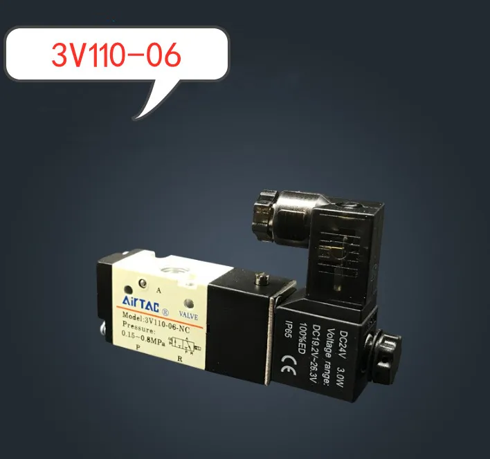 

3V110-06 3Port 2Position 1/8" BSP Single Solenoid Pneumatic Air Valve DC12V DC24V AC110V AC220V