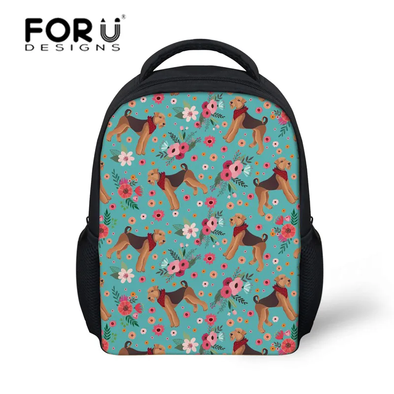 FORUDESIGNS Cute Airedale Terrier Printing School Bags for Kids Small Shoulder Bag Children ...