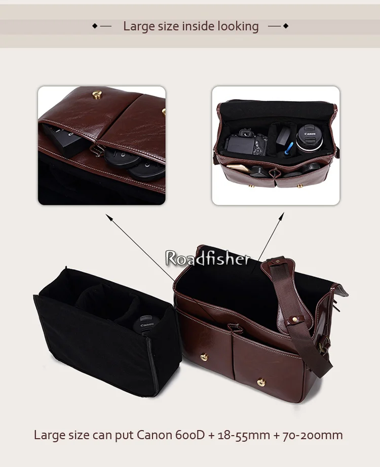 Camera leather shoulder bag 115-9