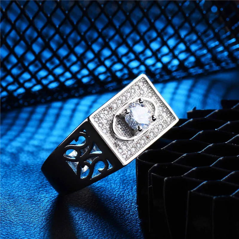 H:HYDE 16 Style Silver Jewelry Rings Men For Party Jewelry Cubic Zirconia man Rings anel masculino