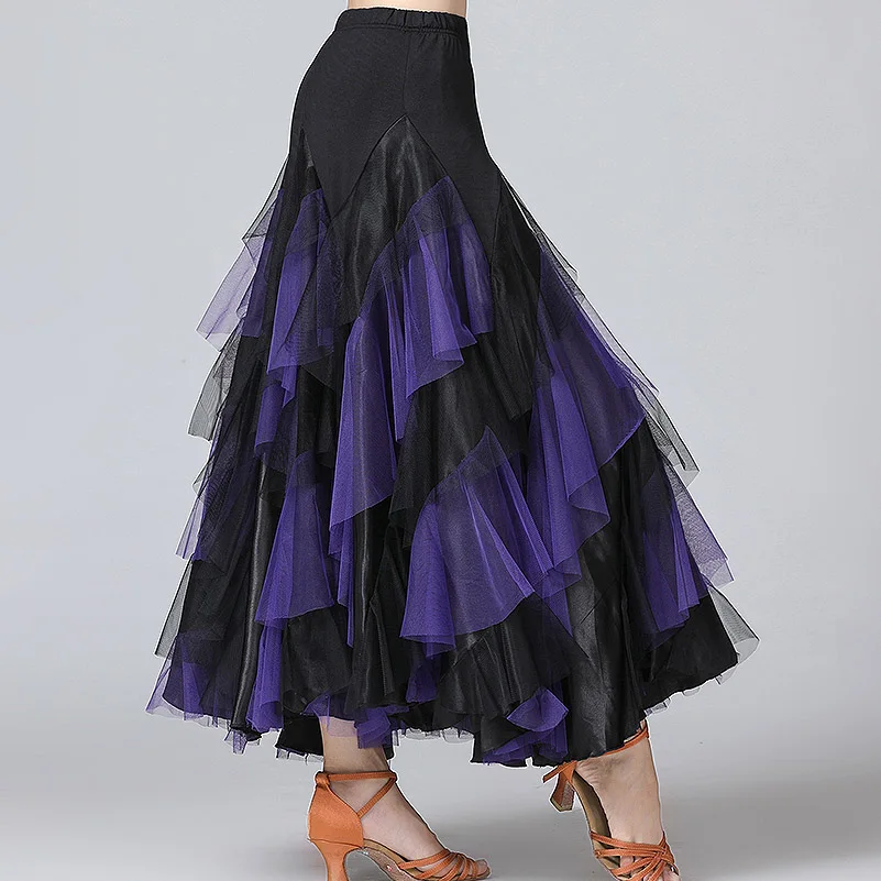 Женская вальс сальса юбка для румбы бальных танцев костюм юбки женские бальные танцевальные юбки испанские танцевальные представления