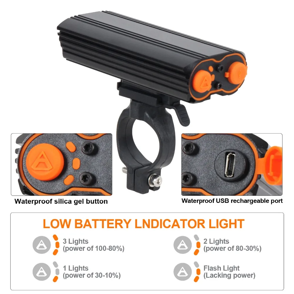 T-SUN USB Перезаряжаемые светодиодный велосипедный головной светильник 2400 люмен Водонепроницаемый передняя фара для велосипеда светильник вспышки светильник 4 светильник ing режимов светодиодный велосипед светильник