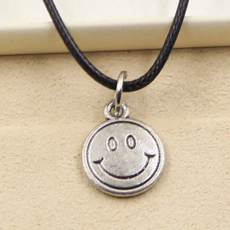 New Fashion Tibetan Silver smiling smiley face Pendant Necklace Choker Charm Black Leather Cord Factory Price Handmade jewelry New Fashion Tibetan Silver smiling smiley face Pendant Necklace Choker Charm Black Leather Cord Factory Price Handmade jewelry