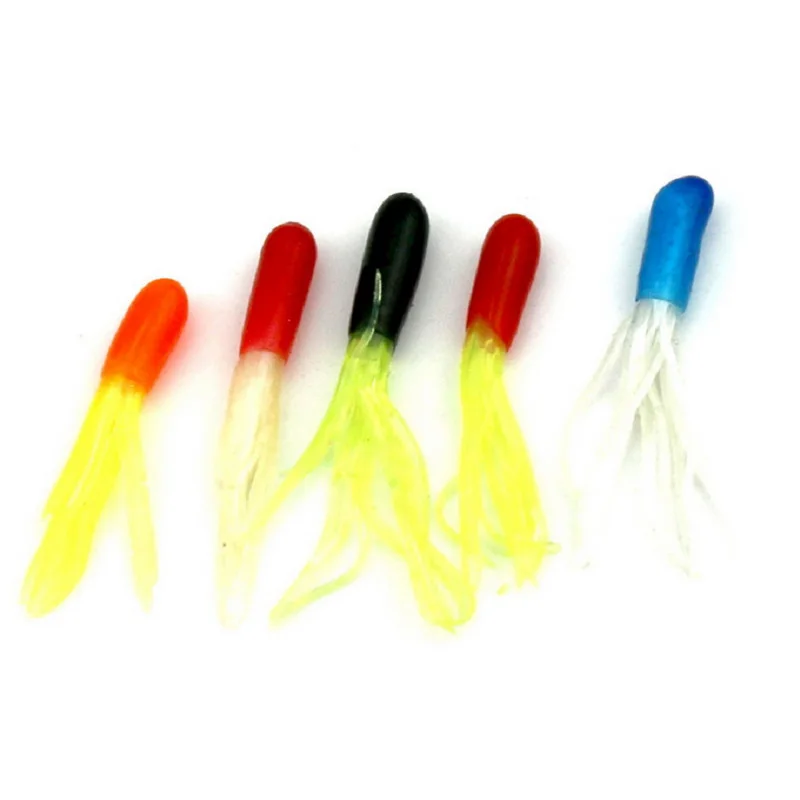 

50g/set Colorful Soft Maggots Lure  Hollow Tube Baits 4.5cm Soft Artificial Worm Grub Squid Lures Random Colors