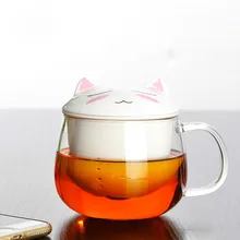 300 ml Kreative niedlichen keramik cartoon becher porzellan tassen glas teekanne mit infuser teekanne doppelwandigen glas teetasse geschenk