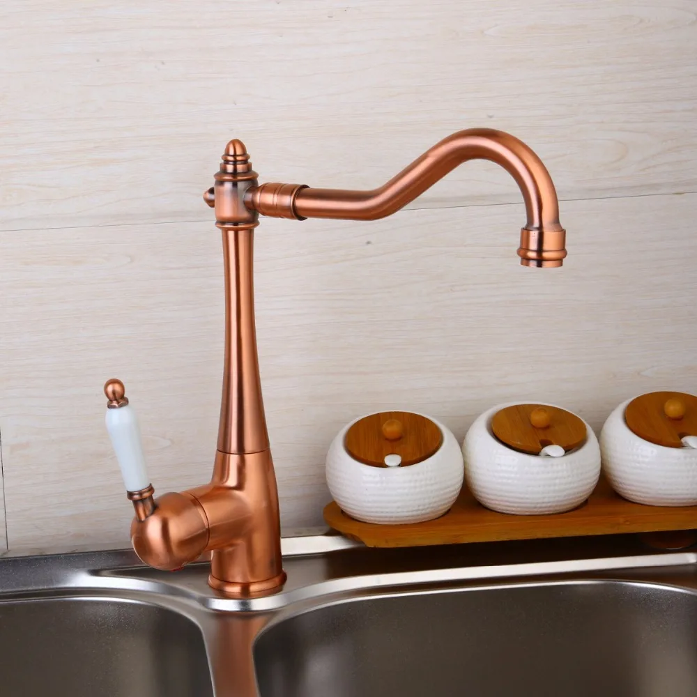 Kitchen Faucet 360 Swivel Retro Mixer Tap fashion Antique faucet copper hot and cold basin tap