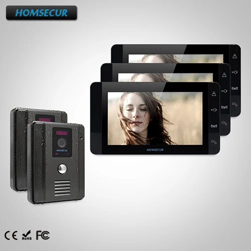 

HOMSECUR 7" Hands-free Video Door Entry Phone Call System+Touch Button Monitor TC011-B + TM703-B