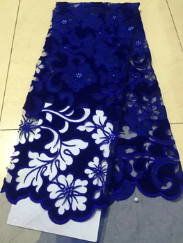 

2019 New Design Cotton Lace African Lace Fabric Blue Velvet French Net Laces Fabric With Beads High Quality Swiss Voile Lace YZ3
