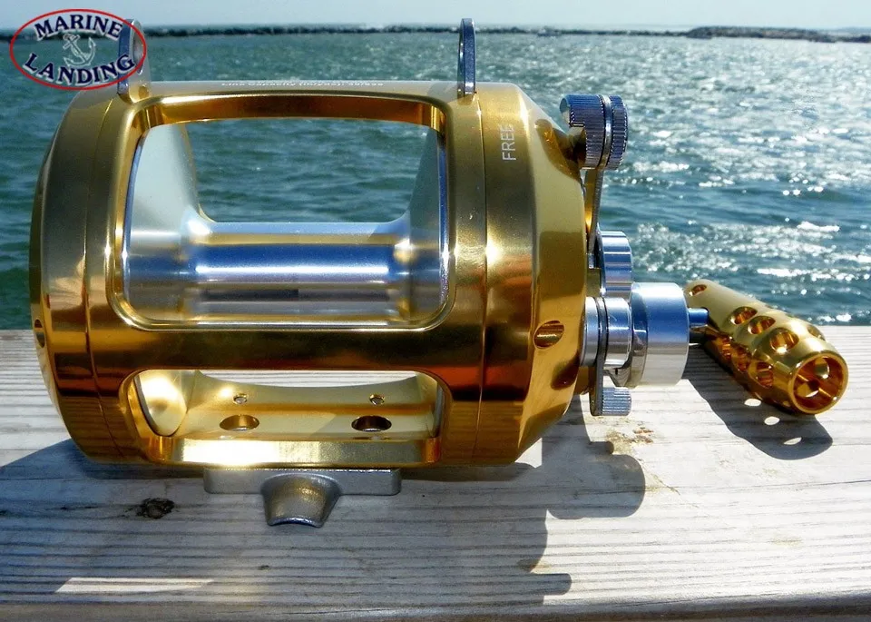 Carretel de Pesca Barco de Pesca ao Corrico Carretel de Alumínio Duas Velocidades Alavanca Arrastar Bobinas Jogo Mar Carretel Arraste Usinado Cnc Mod. 1232346 19 Carretilhas de pesca