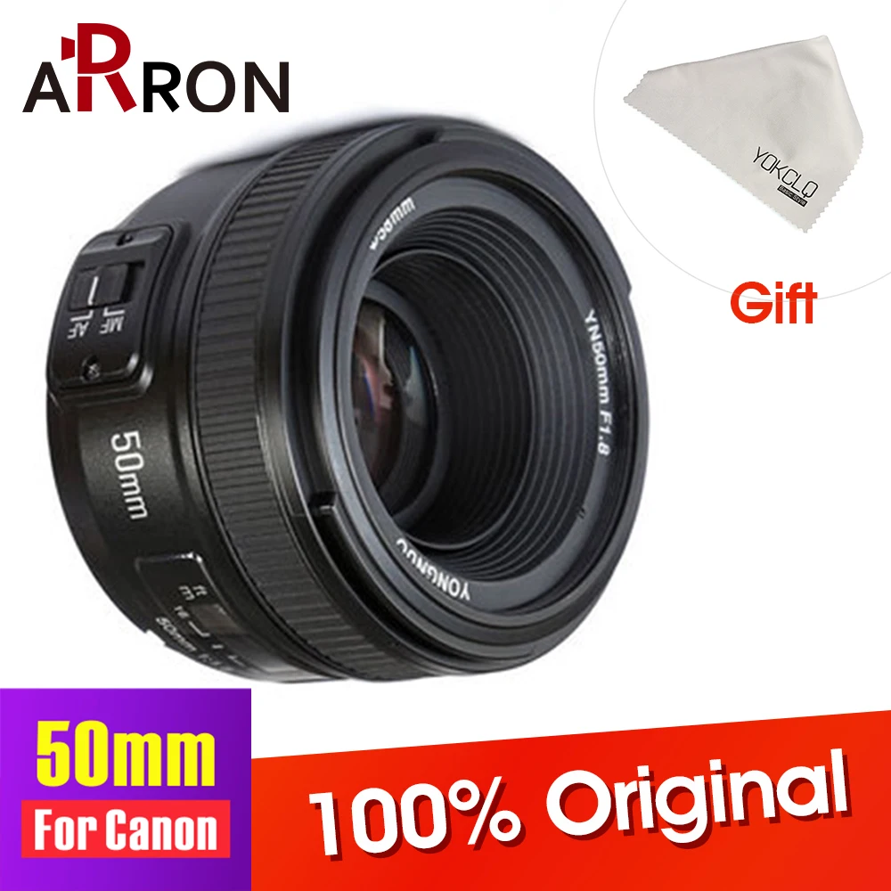 2018NEW YONGNUO YN50mm объектив с фиксированным фокусом EF 50 мм f/1.8 AF/MF линзы Большой