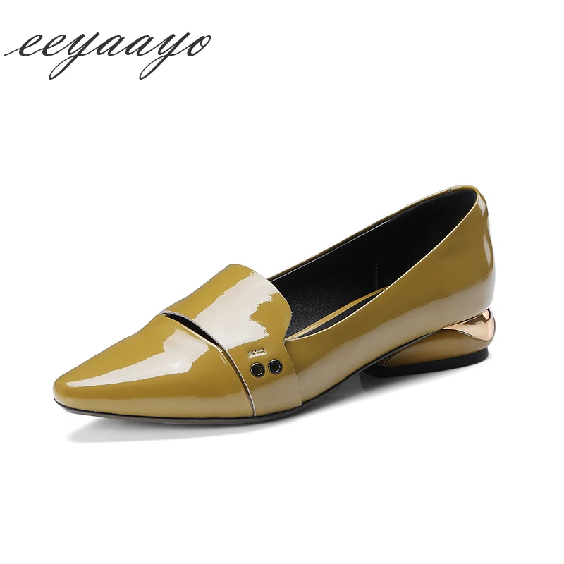 

New Genuine leather Autumn shoes pointed toe cow leather sheepskin insole slip-on casual and office lady Brogue gray women shoes