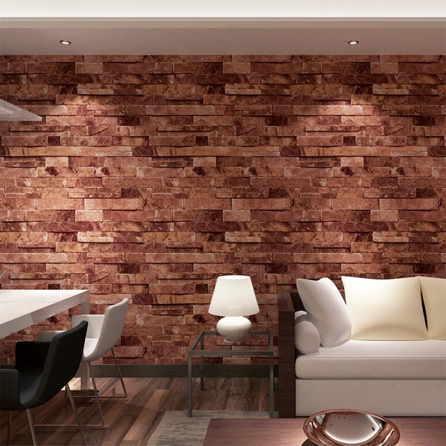 HANMERO Impermeable Efecto 3D Patrón de Piedra Papel Pintado de