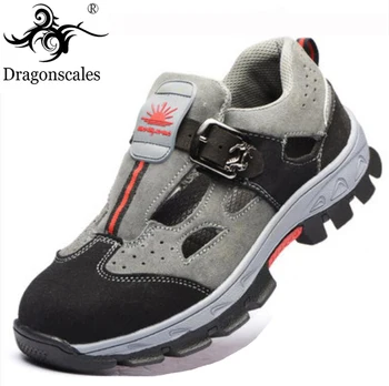 

Men's Fashion Breathable Steel Toe Cap Work Safety Shoes Outdoor Cowhide Suede Sandals Non-slip Anti-piercing Protective Shoes